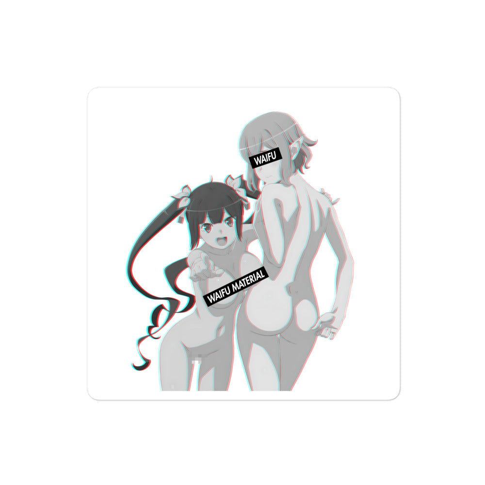 Hestia & Ryuu Waifu Material #001 Kiss Cut Premium Sticker