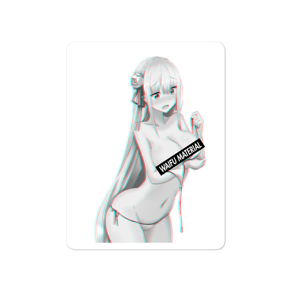 Emilia Waifu Material #003 Kiss Cut Premium Sticker