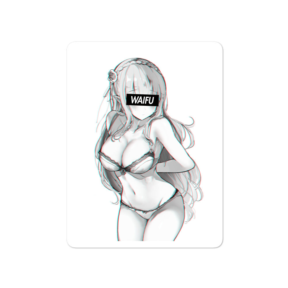 Emilia Waifu Material #004 Kiss Cut Premium Sticker